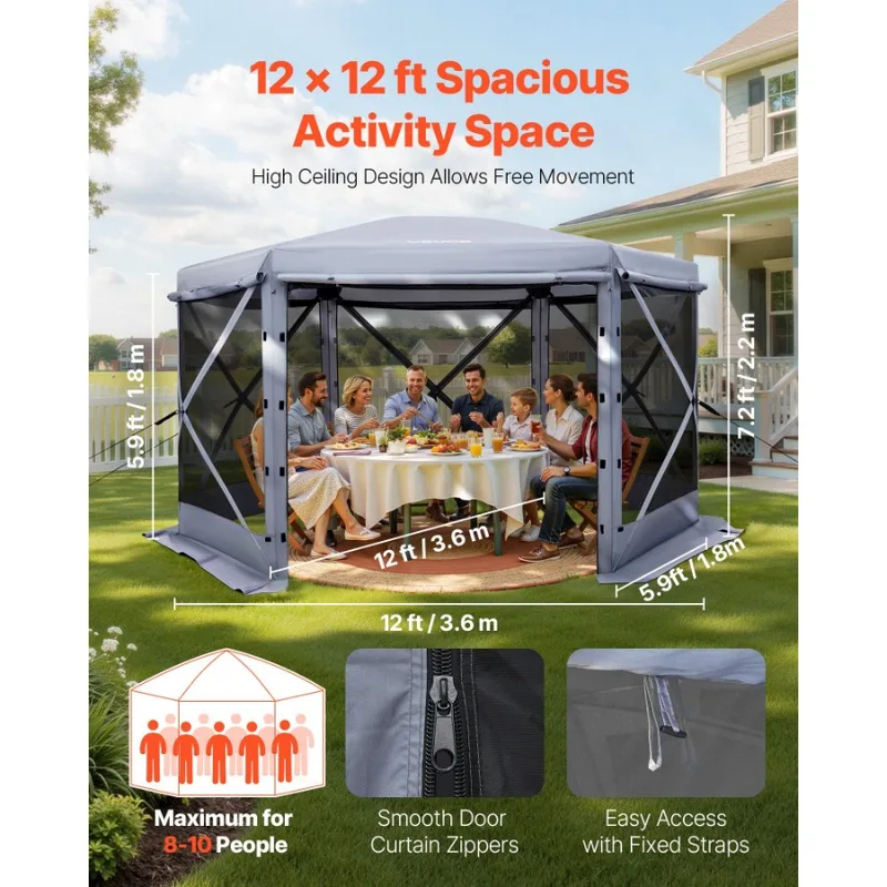 Carpa Gazebo de 12x12 pies con - Screen Top Mesh reseña y precio
